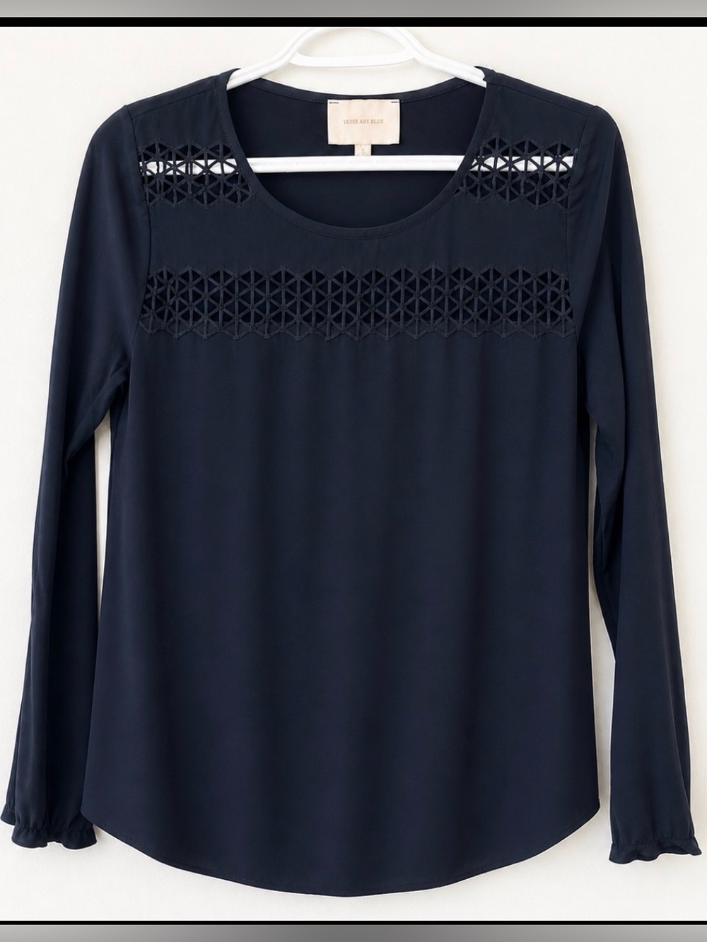 Stitch Fix Skies Are Blue Crochet Black Top Size M